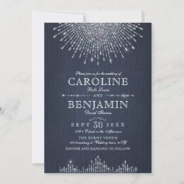 グラムシルバーグリッターアートデコヴィンテージウェディング 招待状