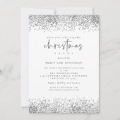 グラムシルバーグリッタークリスマスパーティーホワイト 招待状 (正面)