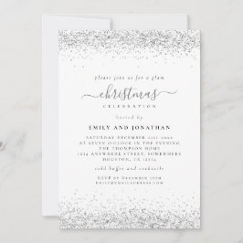 グラムシルバーグリッタークリスマスパーティー招待状 招待状