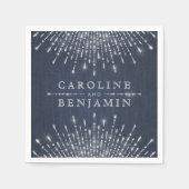 グラムシルバーグリッターデコヴィンテージウェディングモノグラム スタンダードカクテルナプキン (正面)