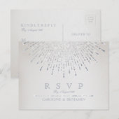 グラムシルバーグリッターデコヴィンテージウェディングRSVP インビテーションポストカード (正面/裏面)