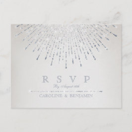 グラムシルバーグリッターデコヴィンテージウェディングRSVP インビテーションポストカード