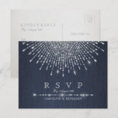 グラムシルバーグリッターデコヴィンテージウェディングRSVP インビテーションポストカード (正面/裏面)
