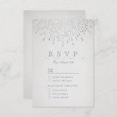 グラムシルバーグリッターデコヴィンテージウェディングRSVP 出欠カード (正面/裏面)