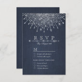 グラムシルバーグリッターデコヴィンテージウェディングRSVP 出欠カード (正面/裏面)