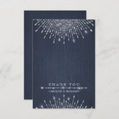 グラムシルバーグリッターデコヴィンテージ感謝していウェディングユー サンキューカード (正面/裏面)