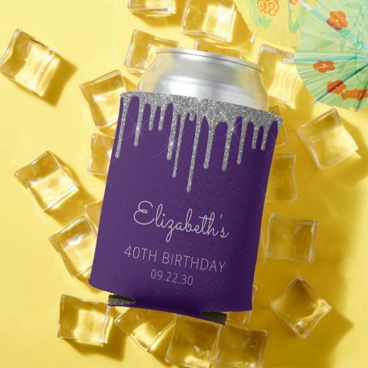 グラムシルバーグリッタードリップパープル40歳の誕生日 缶クーラー (インサイチュ 夏)