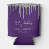 グラムシルバーグリッタードリップパープル40歳の誕生日 缶クーラー (正面)