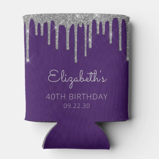 グラムシルバーグリッタードリップパープル40歳の誕生日 缶クーラー (裏面)