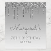 グラムシルバーグリッタードリップ70thバースデーパーティー ワインラベル (シングルラベル)