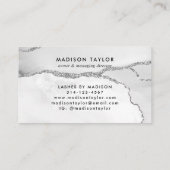 グラムシルバーグレーグリッターアゲートマーブルモノグラム ロイヤリティカード (裏面)