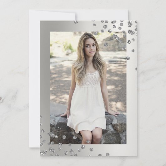 グラムシルバーシックグリッターフォトスウィート16 招待状 (裏面)