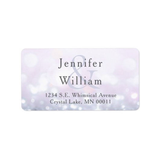 グラムシルバーパステルパープルグリッタースパークル結婚ズ ラベル (正面)