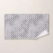 グラムシルバーホワイトジグザグリストライプング バスタオルセット (ハンドタオル)