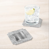 グラムシルバーホワイトジグザグリストライプング ペーパーコースター (インサイチュ)