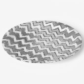 グラムシルバーホワイトジグザグリストライプング ペーパープレート (アングル)