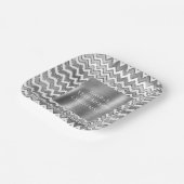 グラムシルバーホワイトジグザグリストライプング ペーパープレート (傾斜あり)
