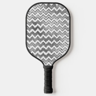 グラムシルバーホワイト金ゴールドジグザグストライプ ピックルボールラケット