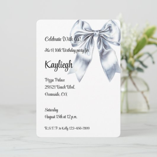 グラムシルバーボウフローラ誕生日 招待状 (スタンド正面)