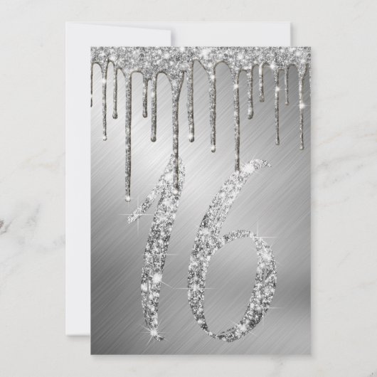 グラムシルバーメタリックグリッタードリップススウィート16 招待状 (裏面)