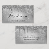 グラムシルバーメタリックグリッタードリップヘア&メイクアップ 名刺 (正面/裏面)