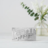 グラムシルバー厚いグリッタードリップギフト証明書 名刺 (スタンド正面)