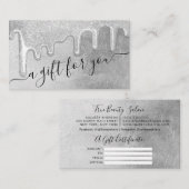 グラムシルバー厚いグリッタードリップギフト証明書 名刺 (正面/裏面)