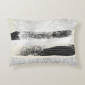 グラムシルバー白黒ブラシストロークベージュ色 アクセントクッション (正面)