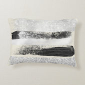 グラムシルバー白黒ブラシストロークベージュ色 アクセントクッション (裏面)