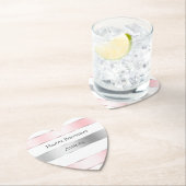 グラムシルバー赤面ピンクリボン誕生日 ペーパーコースター (インサイチュ)