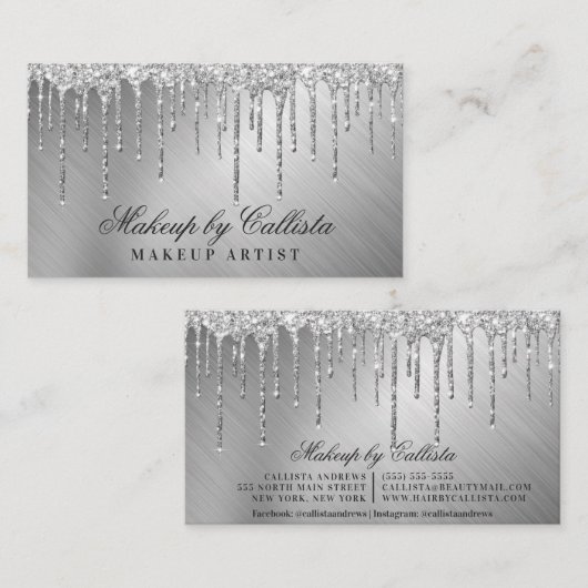 グラムシルバー金属グリッタードリップスメイクアップ 名刺 (正面/裏面)