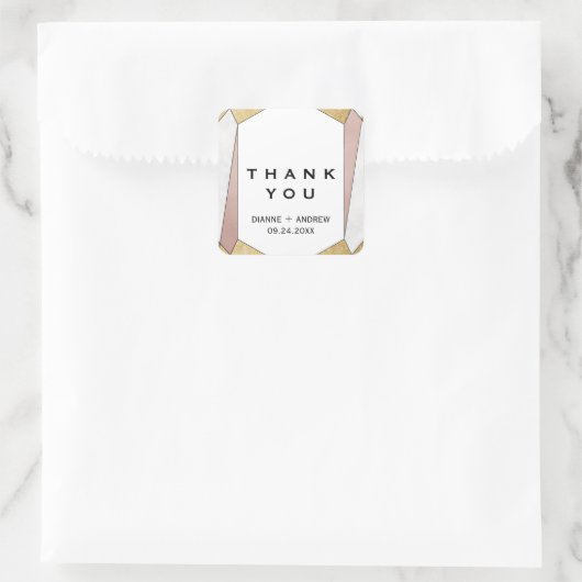 グラムジオメトリックダイアモンドサンキュー結婚式の引き出物 スクエアシール (バッグ)