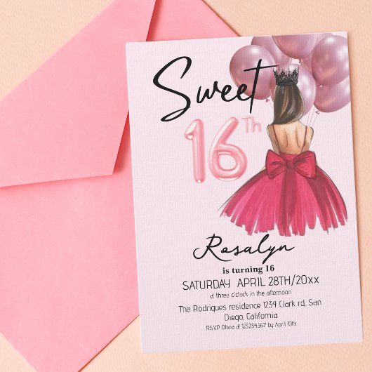 グラムスウィート16プリンセスバースデーパーティー 招待状