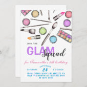 グラムスクアッド化粧誕生日招待状 招待状 (正面/裏面)