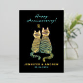 グラムスタイリッシュかわいいアニバーサリーグラデーション青い猫 箔招待状 (立ち正面)