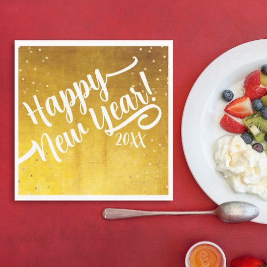 グラムスタイリッシュゴールデンニューイヤーのスクリプトパーティー スタンダードランチョンナプキン