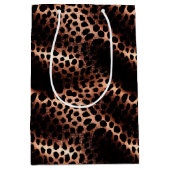 グラムスタイリッシュバラ金ゴールド赤面ピンクヒョウ輝き ミディアムペーパーバッグ (正面)