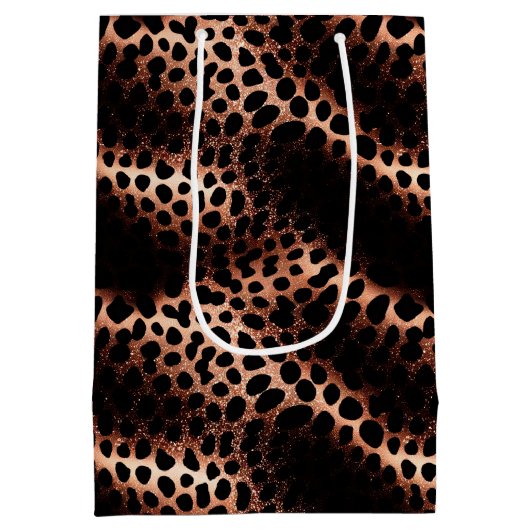 グラムスタイリッシュバラ金ゴールド赤面ピンクヒョウ輝き ミディアムペーパーバッグ (裏面)