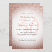 グラムスタイリッシュピンクローズ金ゴールドスパークル30歳の誕生日 招待状 (正面/裏面)