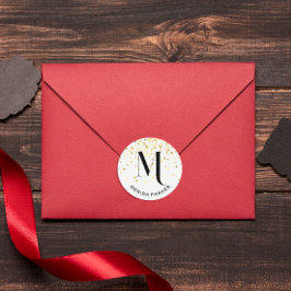 グラムスタイリッシュホワイト金ゴールドグリッターイニシャルモノグラム ラウンドシール