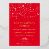 グラムストリングライトスノーレッドクリスマスラグジュアリー 箔招待状 (正面)