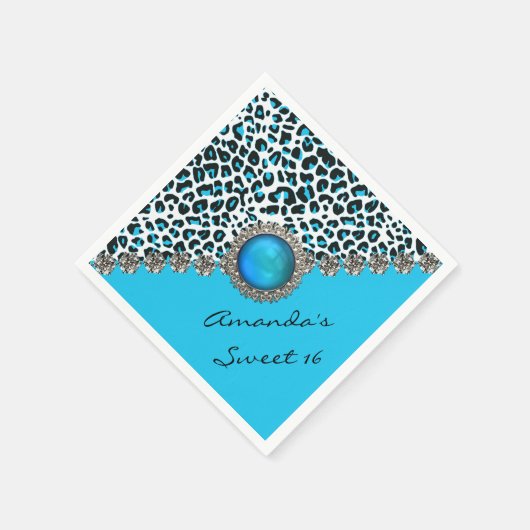 グラムスノーヒョウ甘い16カスタム誕生日ナプキンス スタンダードカクテルナプキン (角)