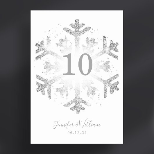 グラムスノーフレーク結婚クリスマスズシルバー テーブルナンバー