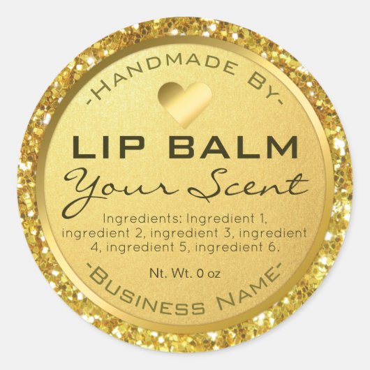 グラムスパークリー金ゴールドグリッターリップバーム ラウンドシール (正面)