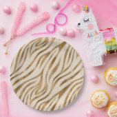 グラムゼブラストライプパターンサファリ金ゴールドID1151 ペーパープレート (パーティー)