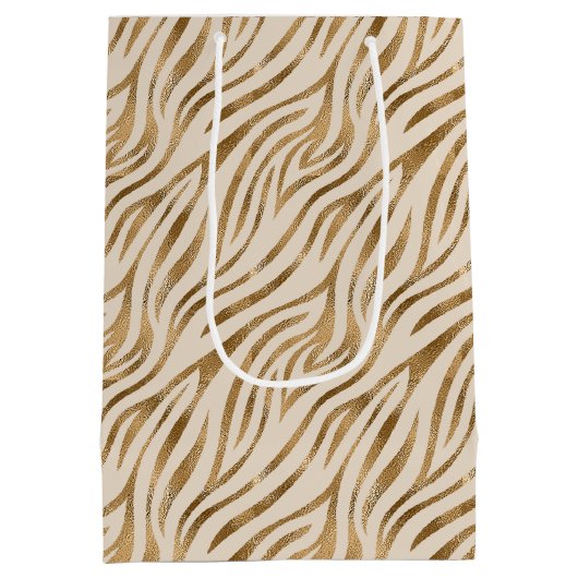 グラムゼブラストライプパターンサファリ金ゴールドID1151 ミディアムペーパーバッグ (裏面)