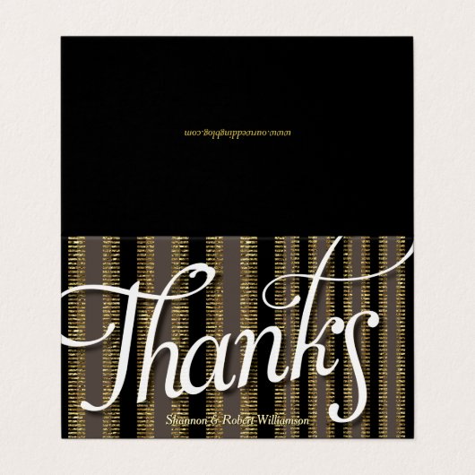 グラムタウペブラック+金ゴールドストライプのサンキューカード 名刺 (外部フラット)
