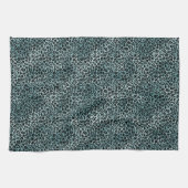 グラムターコイズティール(緑がかった色)ブルーレオパードプリントグラデーション キッチンタオル (横)