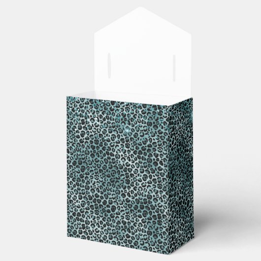 グラムターコイズティール(緑がかった色)ブルーレオパードプリントグリッター フェイバーボックス (オープン)