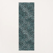 グラムターコイズティール（緑がかった色）ブルーレオパードプリント ヨガマット (正面)